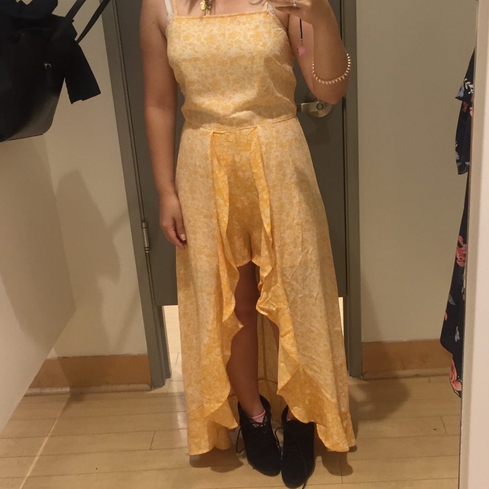Sleeveless high low maxi sundress with shorts (S)